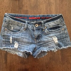 Dollhouse Rhinestone Jean Mini Shorts (Size 6)